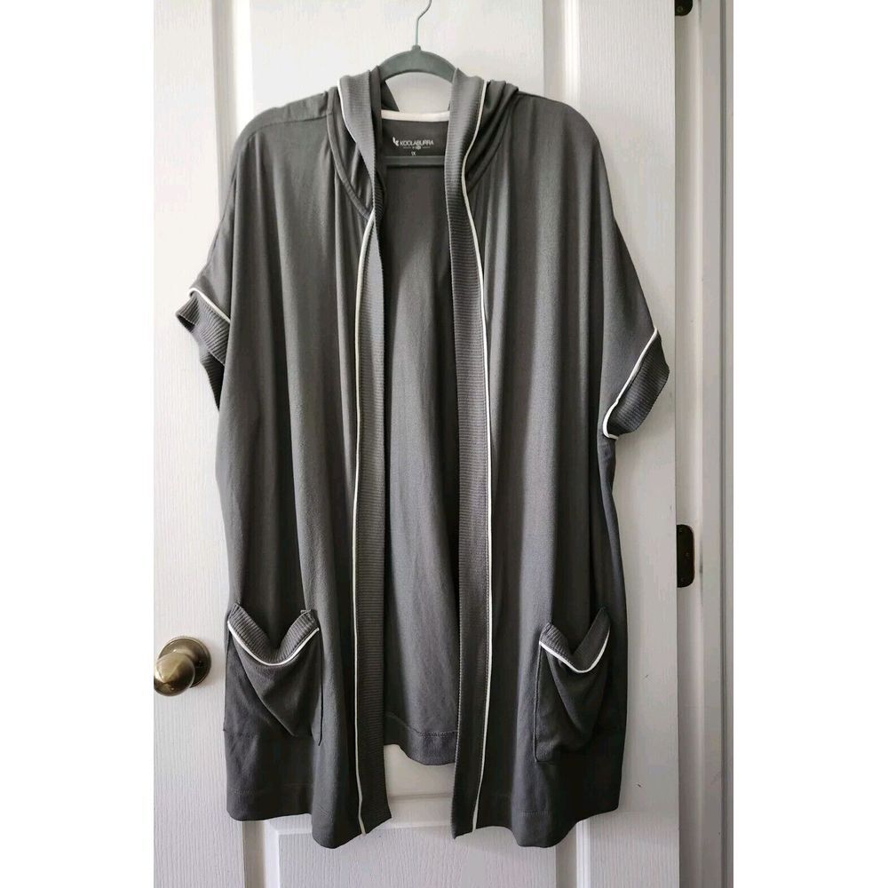 Koolaburra by UGG Women's Cardigan Short Sleeve Open Front Jersey Gray Size 1X